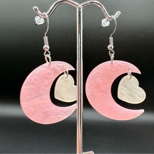Celestial Heart Moon Acrylic Earrings